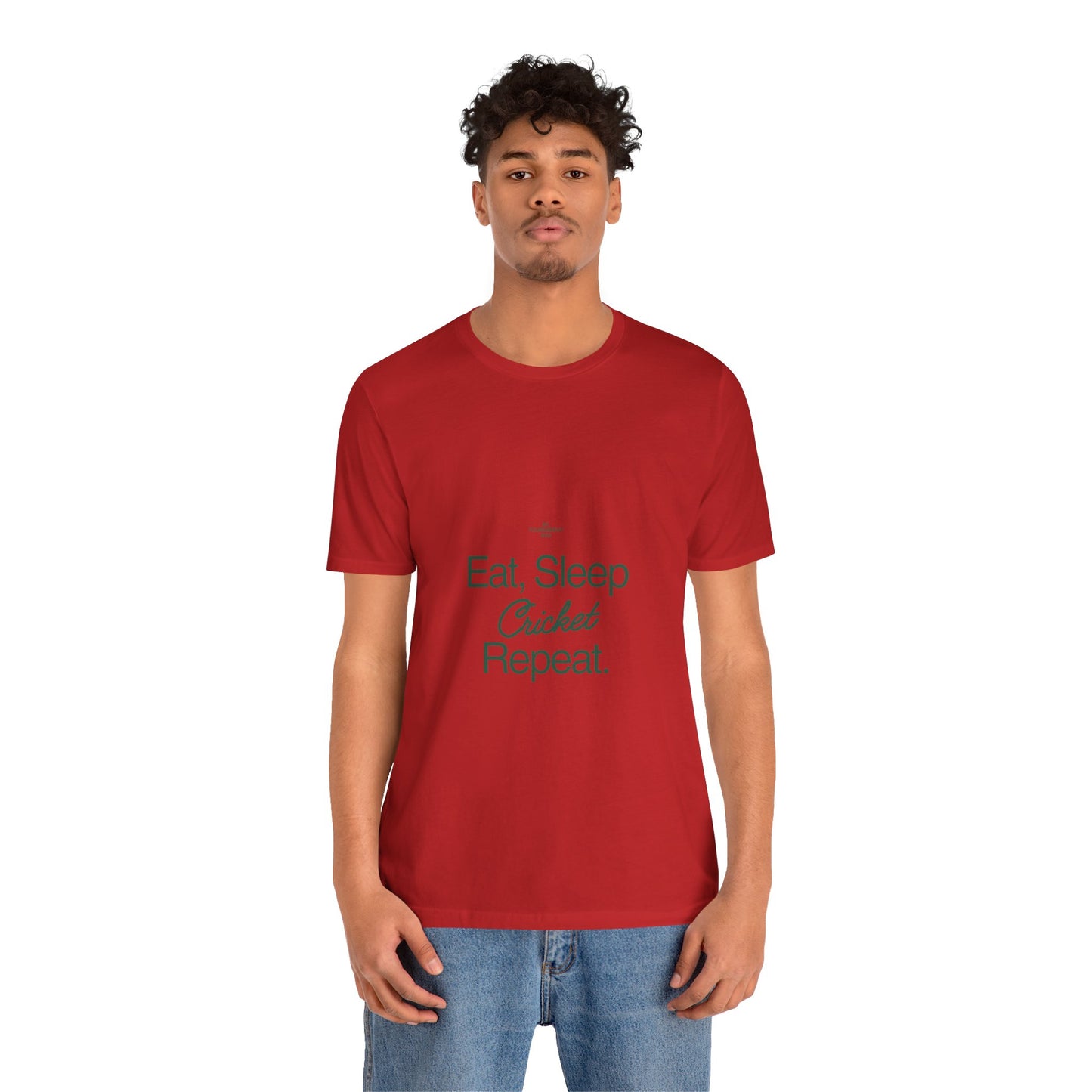 Eat. Sleep. Cricket. Repeat. – Men's Grey V-Neck T-Shirt